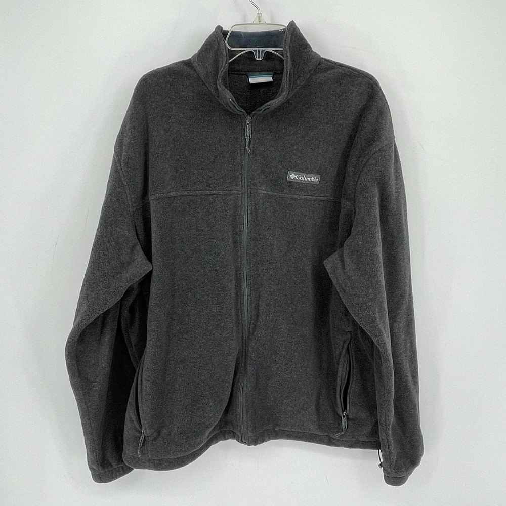 Columbia Men's Charcoal Gray Fleece Full Zip Outdoor Utility Jacket Size XXL 2XL